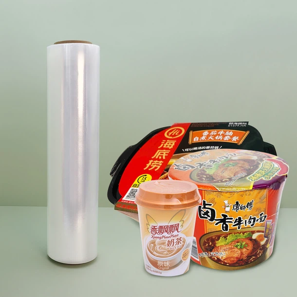 Polyethylene transparent plastic stretch film on a roll Polyethylene transparent plastic stretch film on a roll