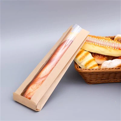 Чанта за опаковане на прозорци от крафт хартия багет